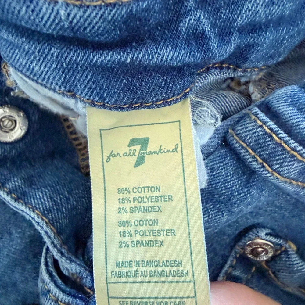 7 For All‎ Mankind Girls Denim Overalls Medium Wash Floral Trim Distressed 4T